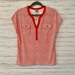 (NWT) Anne Klein Polka Dot Popover Top